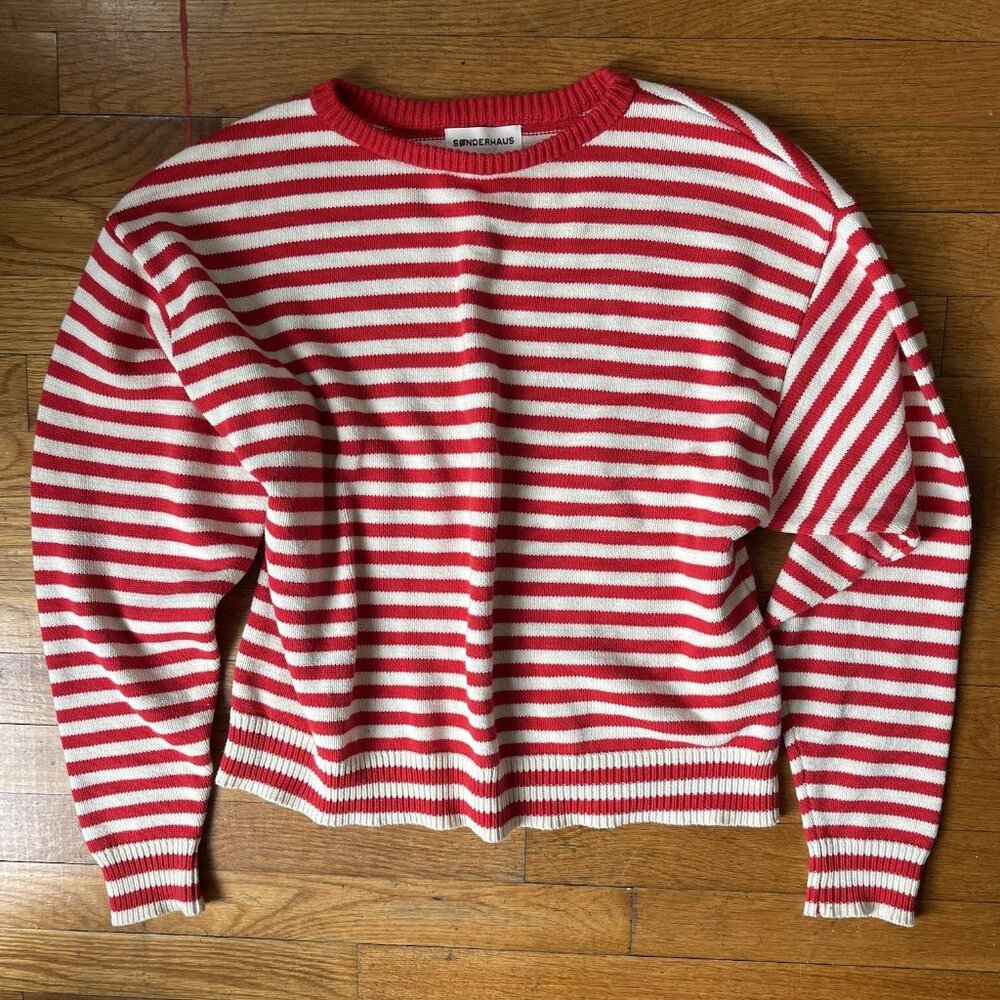 Sonderhaus Red Striped Organic Cotton Pullover Sweater XS